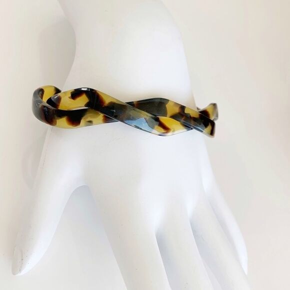 Mid century braided entwined tortoise shell double snake bracelet - Picture 3 of 5
